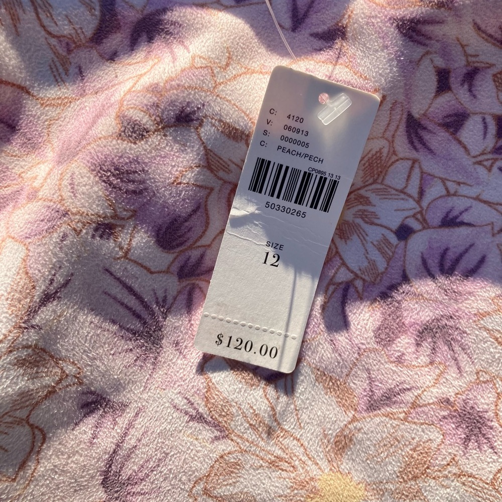 🆕 NWT by Anthropologie Skye Floral Lavender/Cream Ruffle Faux Wrap Skirt Sz 12 - Picture 14 of 16